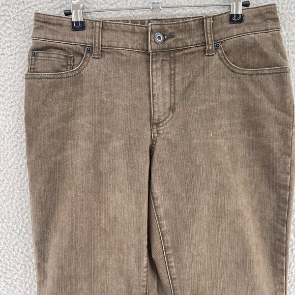 Chicos Jeans Womens 0.5 US 6 Brown Platinum Denim Ultimate Fit Slim Leg Stretch - Picture 2 of 11